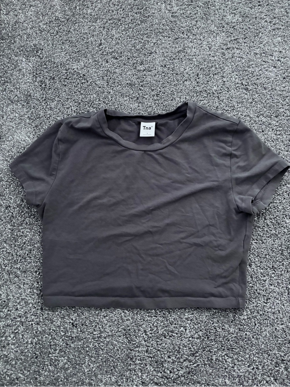 Aritzia Charcoal Cropped Short Sleeve Tee